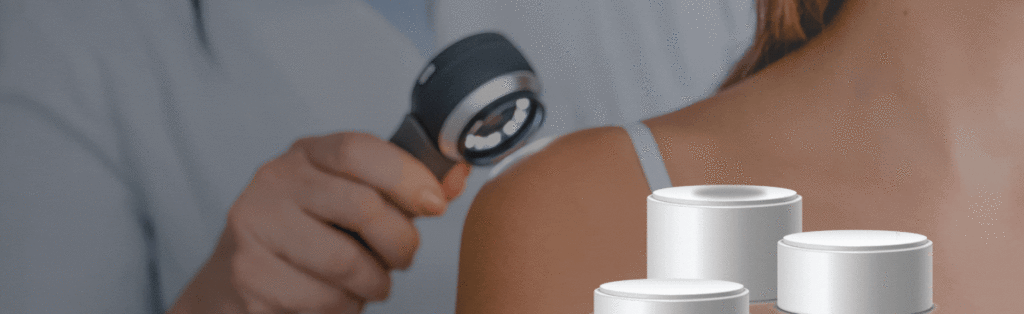Dermatoscope examining skin