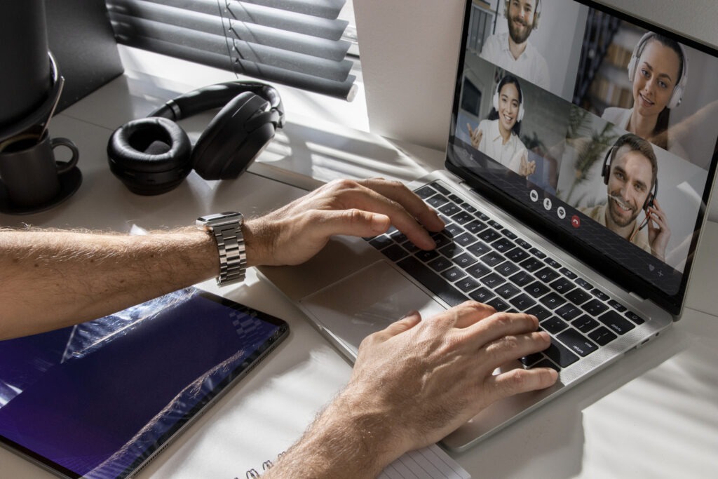 Professional attending a virtual dermoscopy training session
